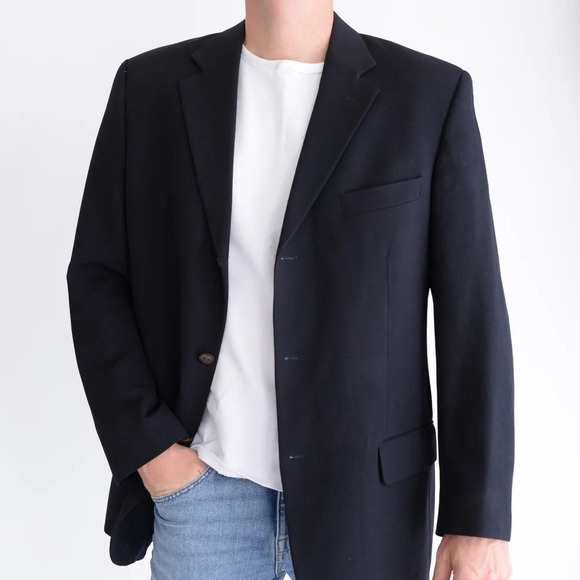 Moores  Alfred Sung 3 Button Black Blazer - Size 42R - Picture 1 of 16